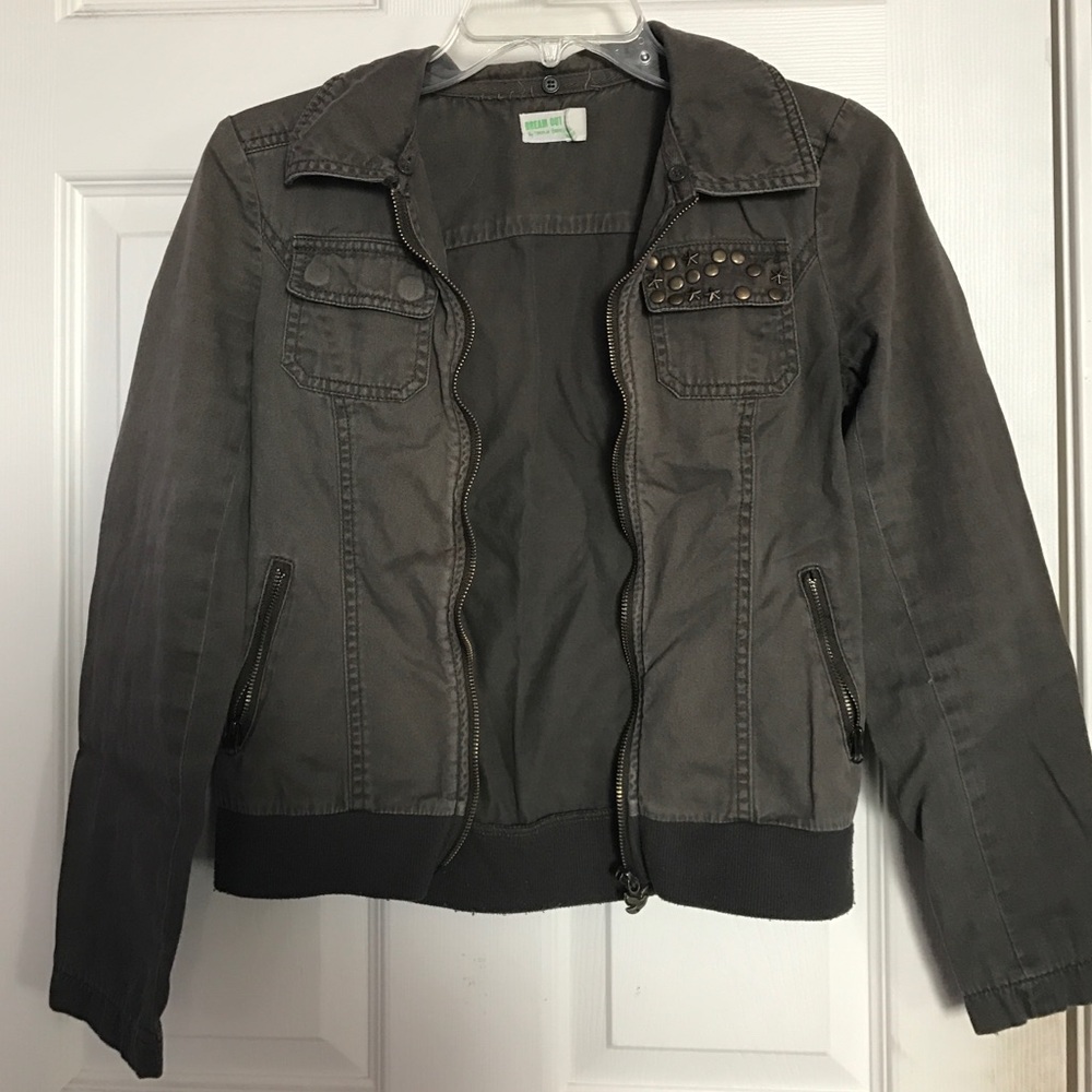 olive green denim bomber jacket