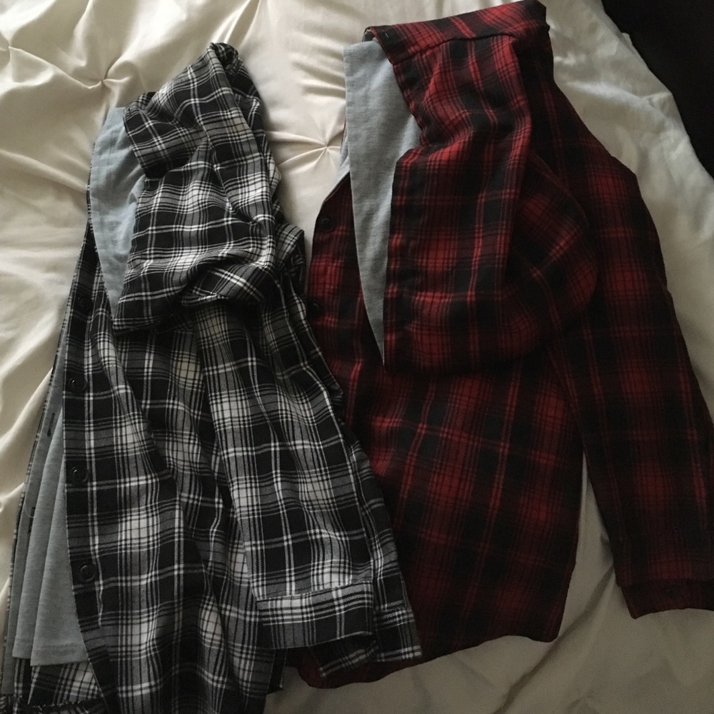 Button up plaid hoodies - 2