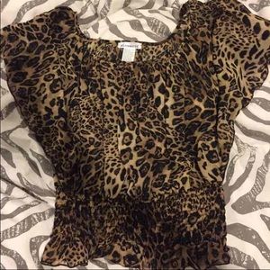 Women's Trendy Cheetah Print Sheer Top-NWOT-Small
