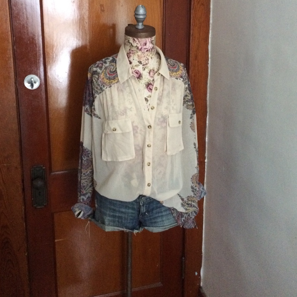 Sheer paisley print blouse