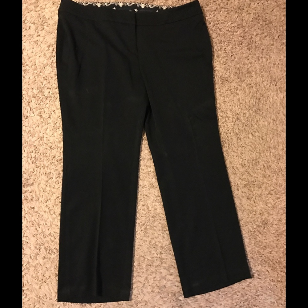 Women's 20W black polyester dress pants