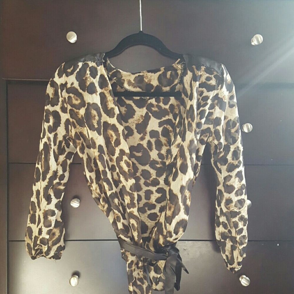 Sheer leopard print blouse