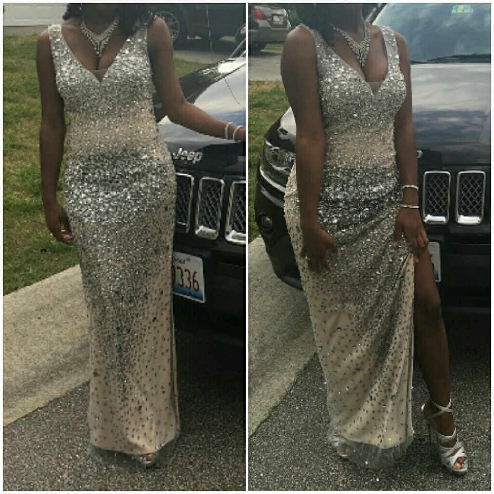 Davids Bridal A-Line embellished formal dress