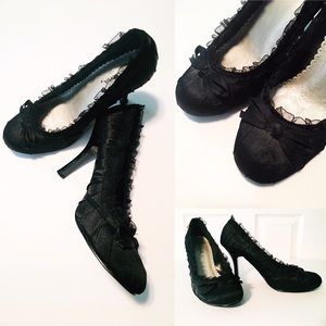 Wild Diva Shoes - Black Satin Heels Wild Diva Shoes - Black Satin Heels