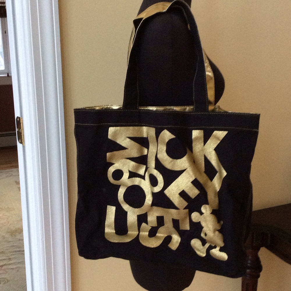 Walt Disney Mickey Mouse black & gold canvas tote.