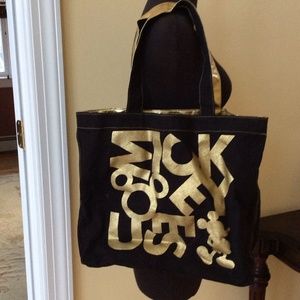 Walt Disney Mickey Mouse black & gold canvas tote.
