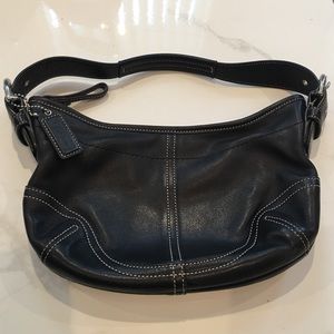 Coach black leather hobo bag