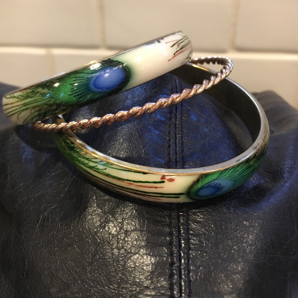 Bangles peacock and gold twist