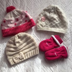 Toddler Girl Winter Hats/Gloves Bundle, Size 2-3T