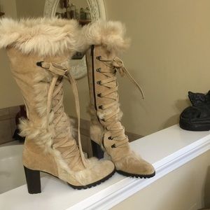 Franco Barbieri Italy Beige Lucy Leather Boots