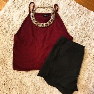 Faux suede crop top