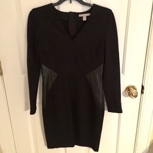 Banana Republic fitted black dress with leather