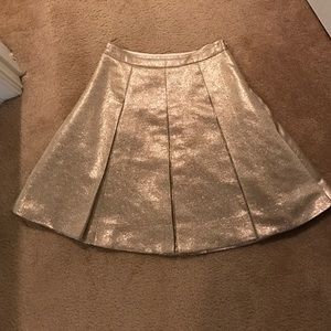 Kate Spade Metallic Gold Pleated Skirt