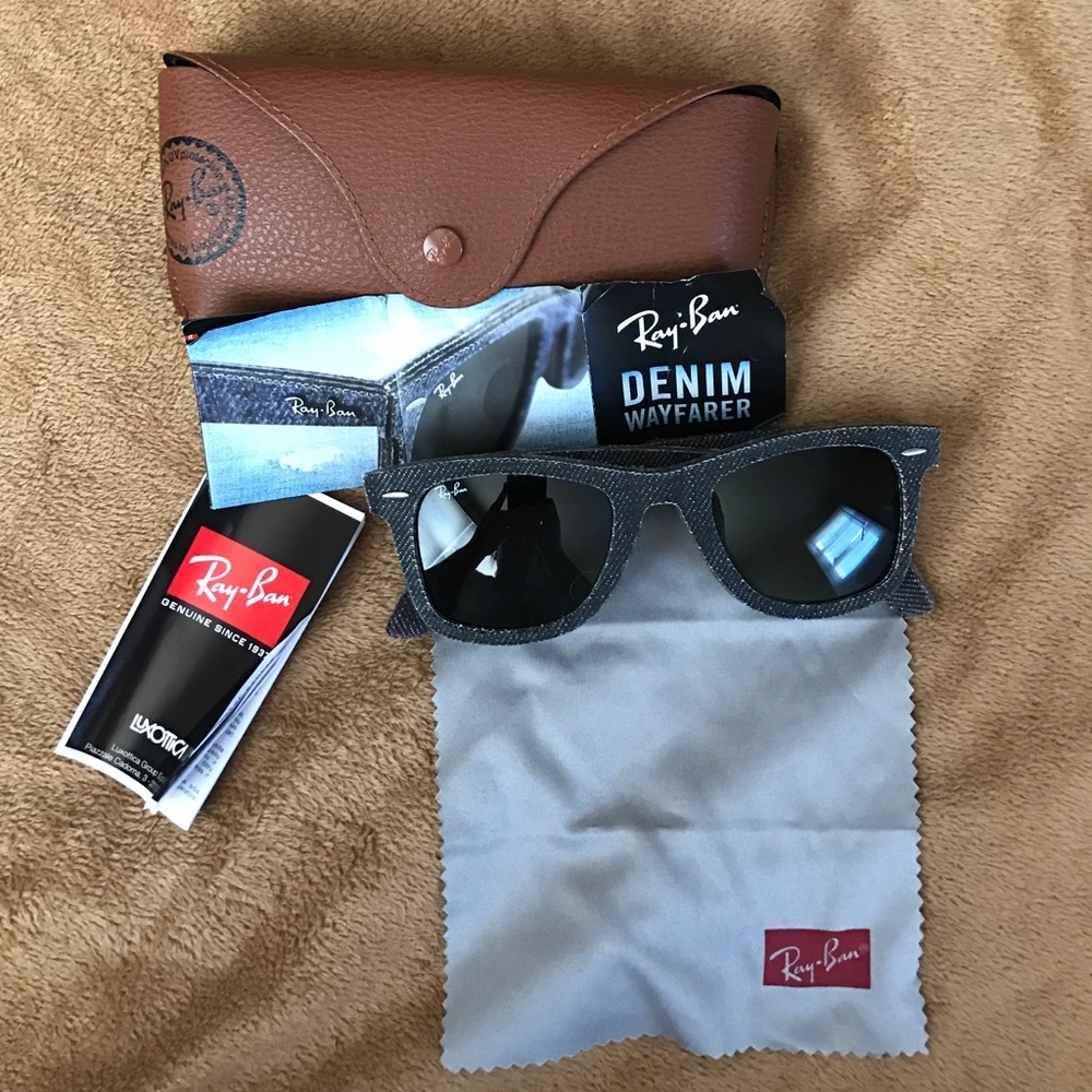 authentic denim wayfarer ray bans
