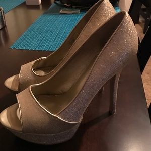 Gold high heels
