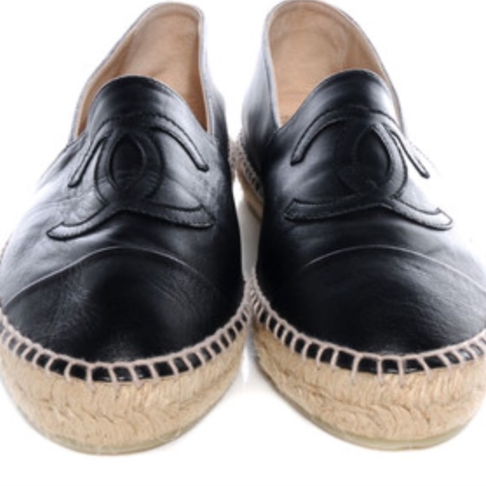 Chanel Black Lambskin Leather Espadrilles 40 (9.5)
