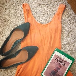 Orange fit and flare dress