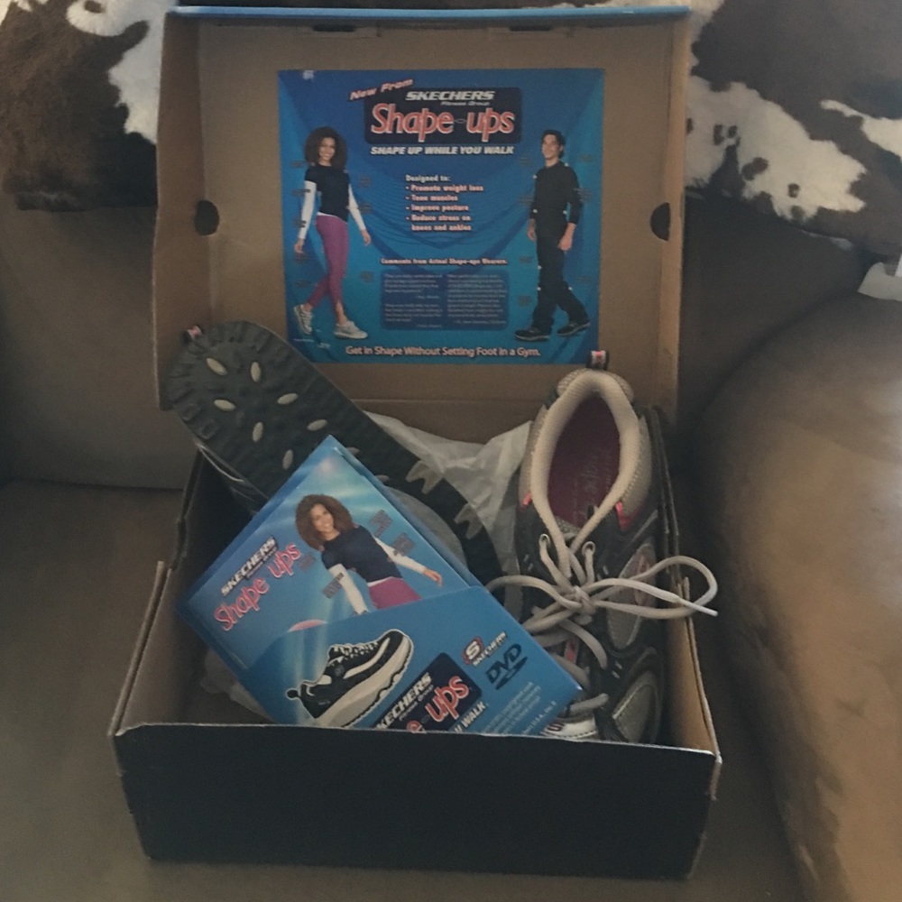 Shape-up shoes by Skechers.