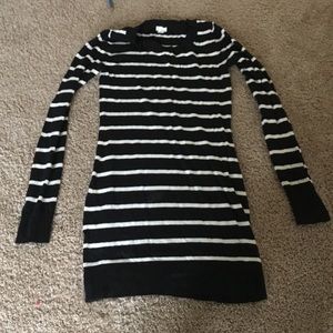Black and white knit sweater dress