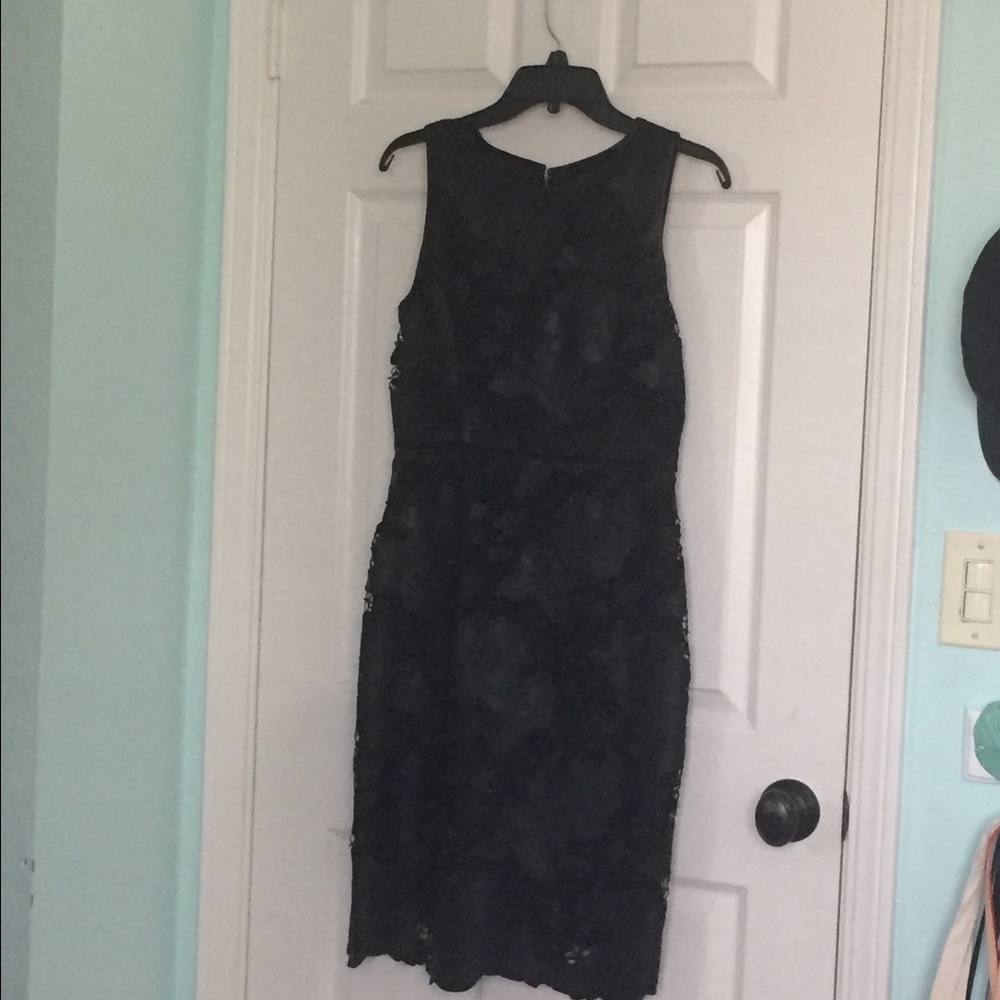 Vince Camuto leather lace black dress
