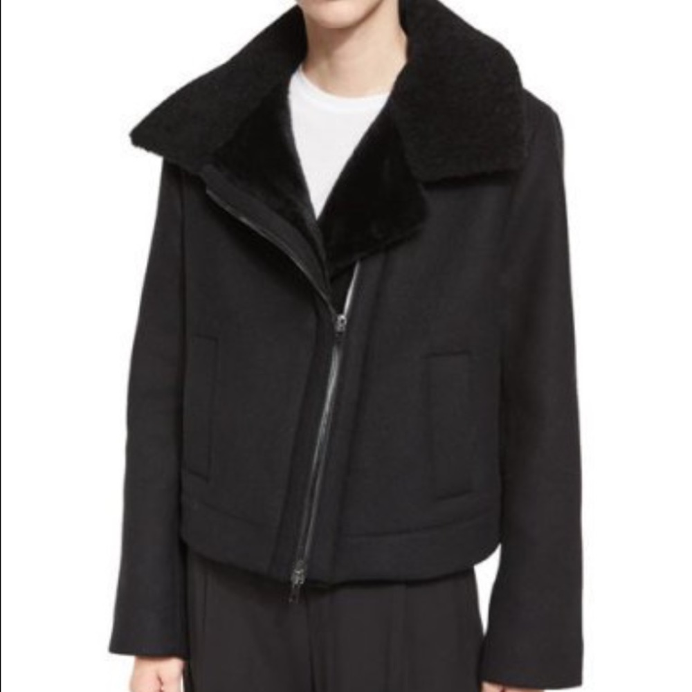 Vince Shearling Fur-Lined Moto Jacket