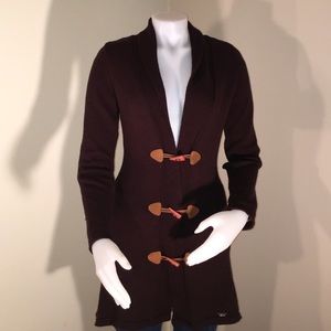 Sz L Rüga long brown button up sweater