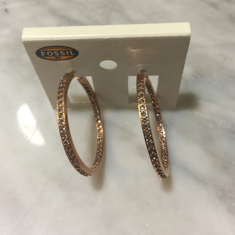 NWT Fossil gold hoop earrings