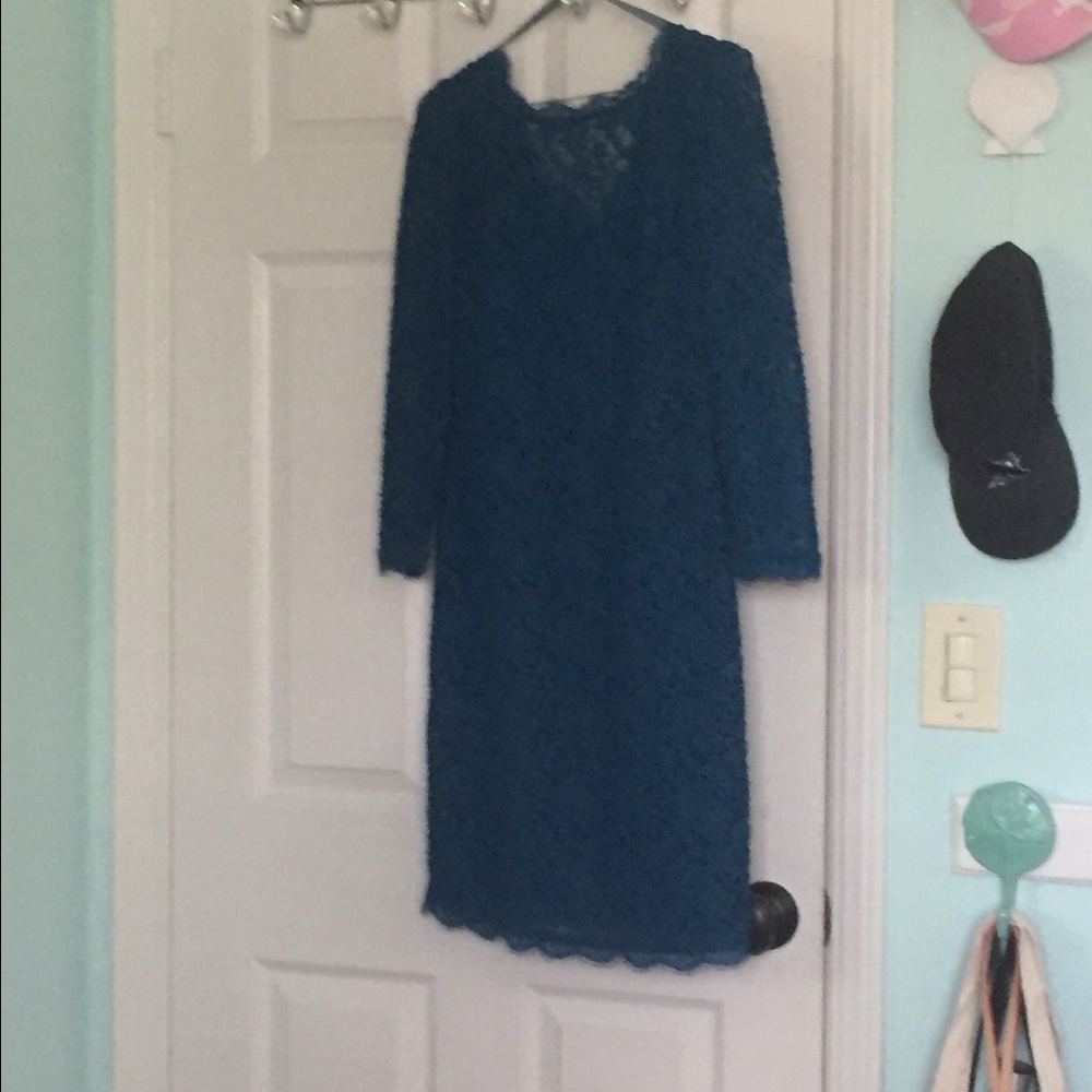 Gently used Adriana Papell blue lace dress