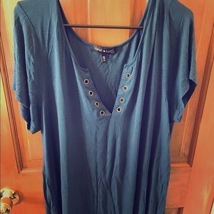 Blue Lounge Shirt Split Front