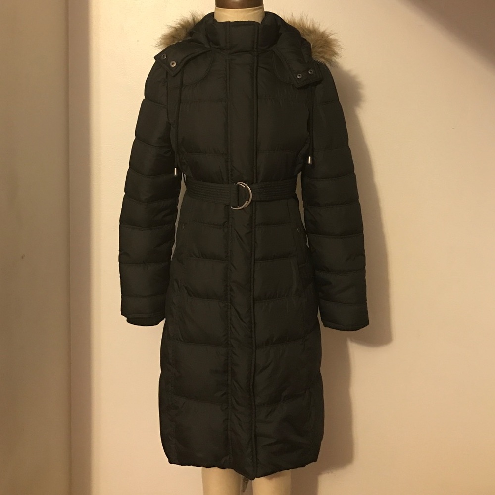 Parka Puffer Jacket w/ Faux Fur Trim