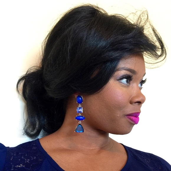 Blue Dangle Lightweight Earrings - Picture 4 of 4