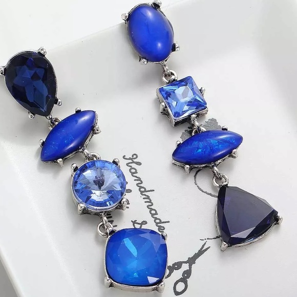 Blue Dangle Lightweight Earrings - Picture 3 of 4