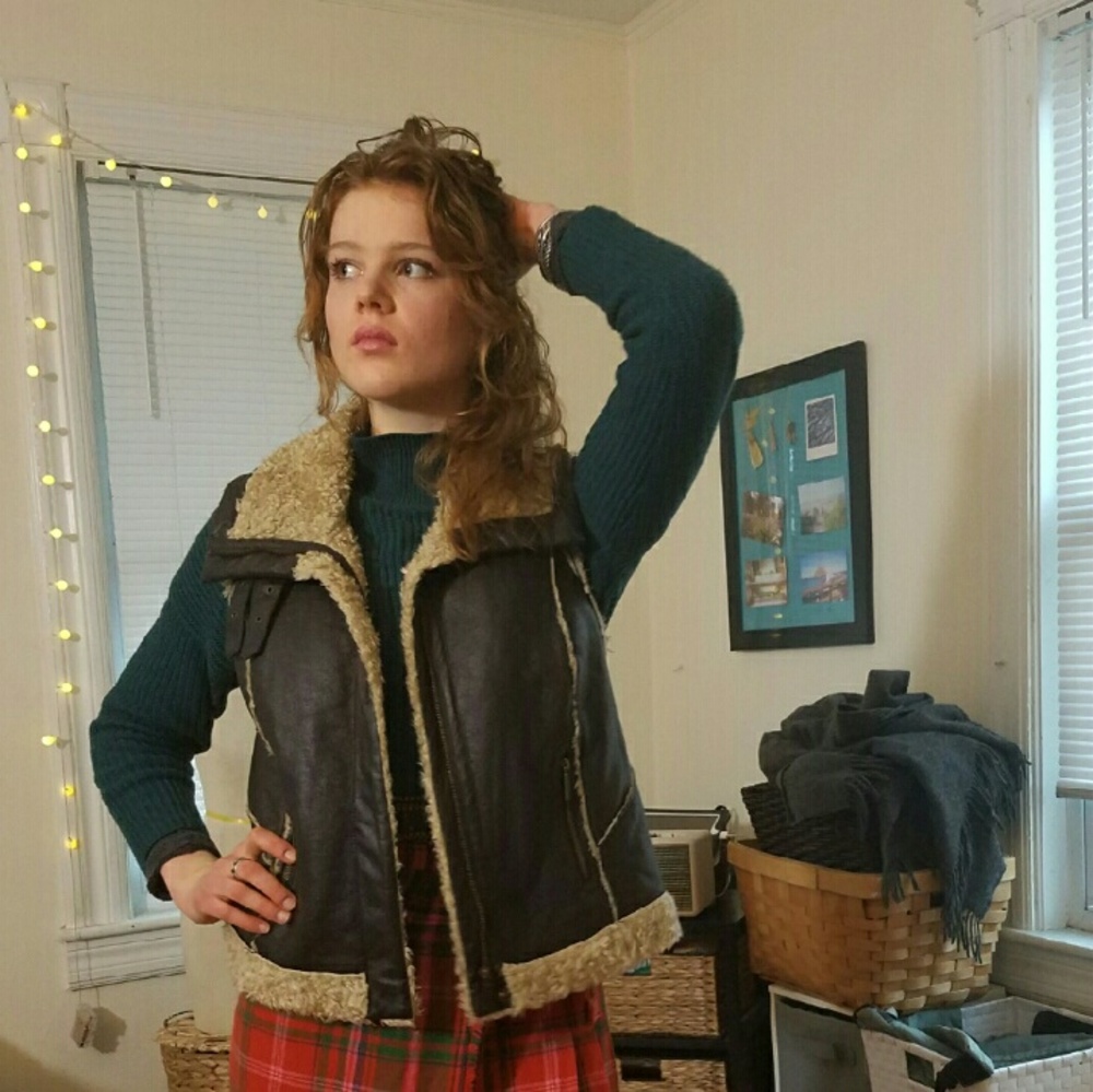 Tommy Hilfiger faux fur lined leather vest