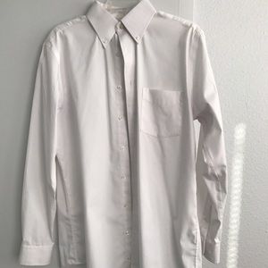 Stafford White Performance Pinpoint Dress Shirt