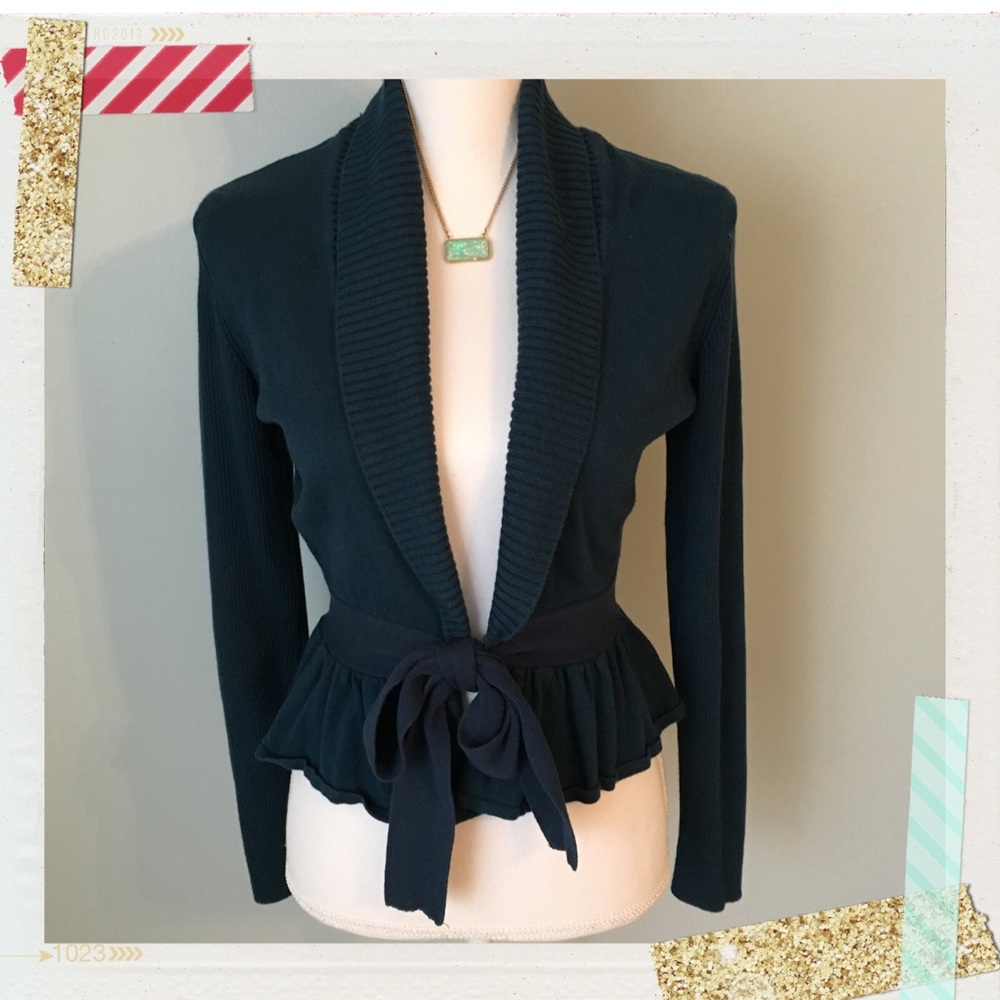 Teal Peplum Tie Waist Sweater