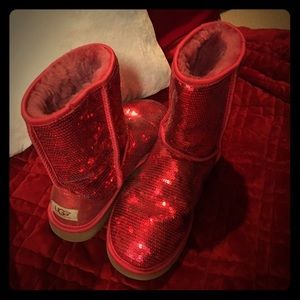 Red sparkle Uggs sz9