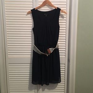 Navy Blue Dress with Belt.