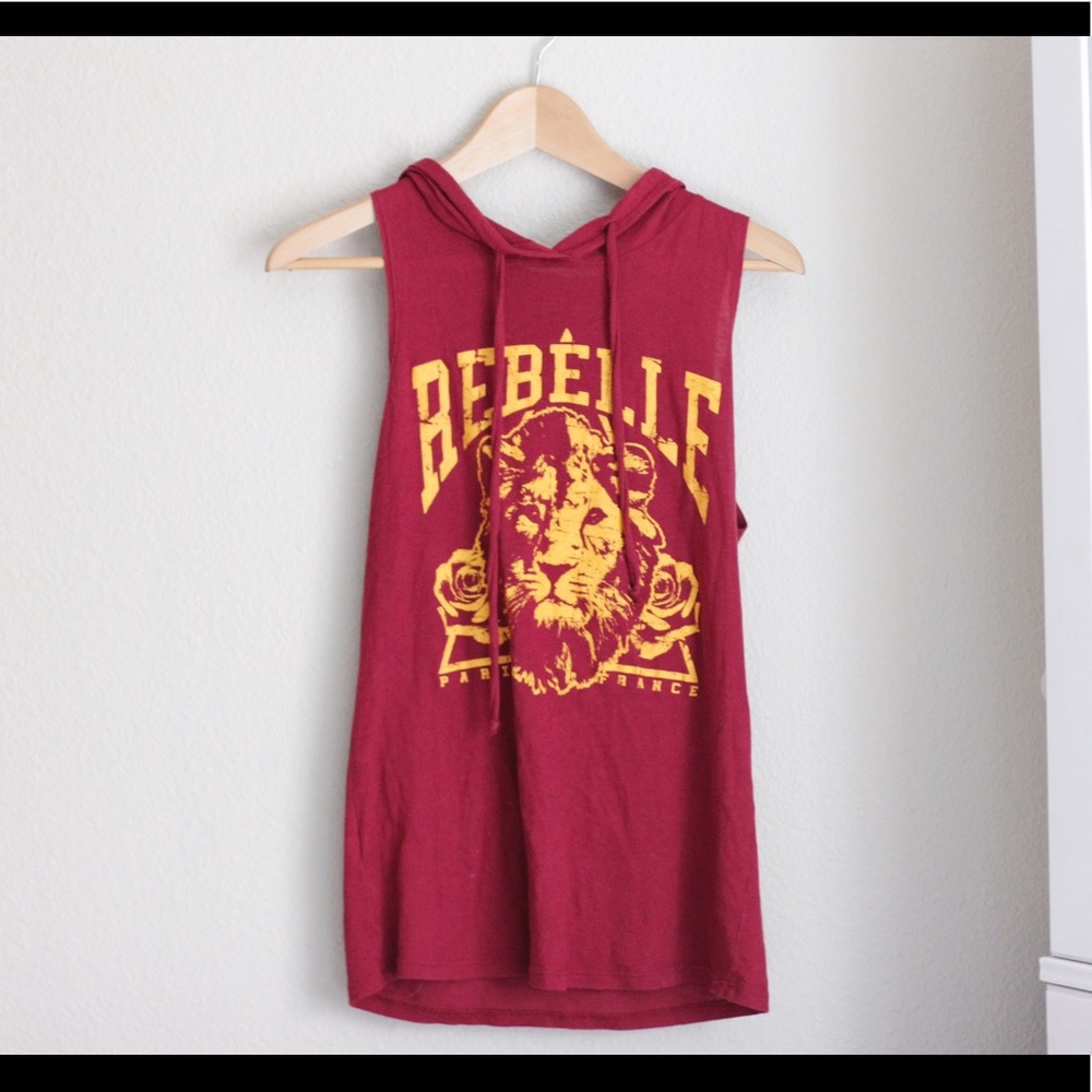 Burgundy Lion Muscle Tank Hoodie