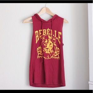 Burgundy Lion Muscle Tank Hoodie