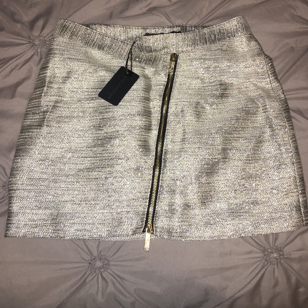 Whitney Eve silver zip mini skirt