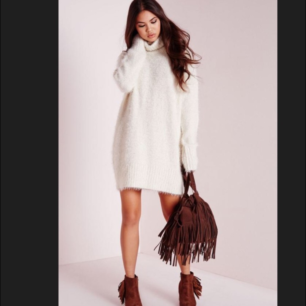 Missguided Cream Sweater Dress
