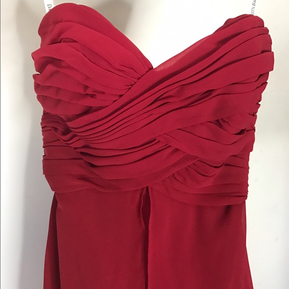 Red High-Low Strapless Gown - Picture 2 of 4