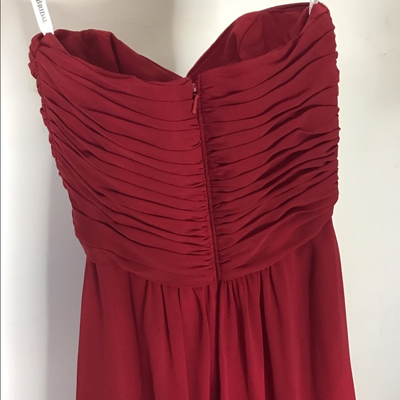Red High-Low Strapless Gown - Picture 3 of 4