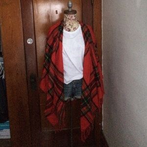 Red plaid poncho