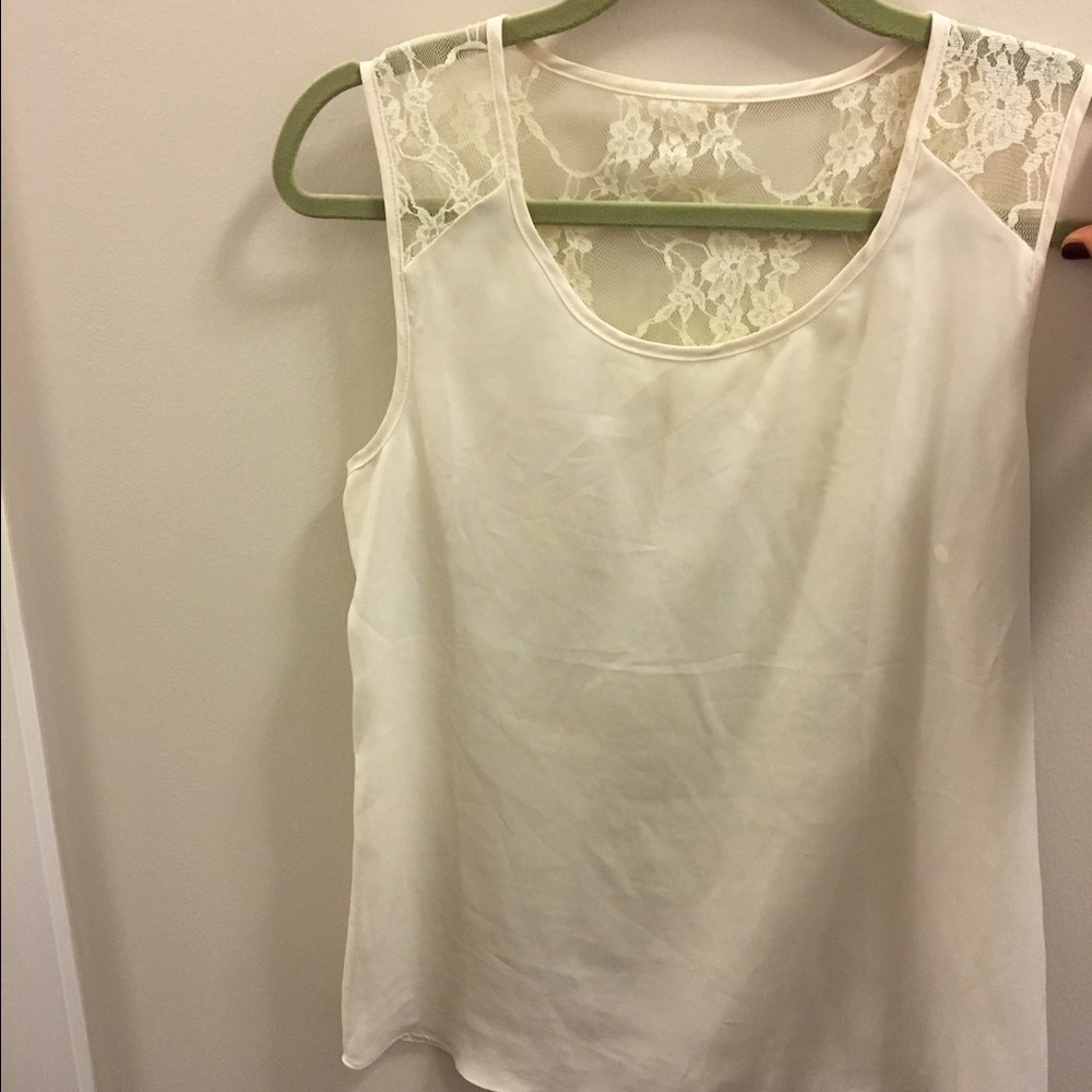 Ivory blouse with lace back!