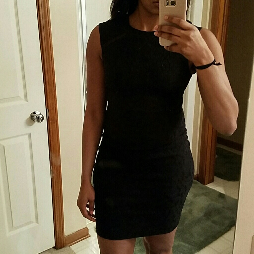 Textured Black Dress w/ peek-a-boo back