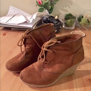 Tan Wedge Booties