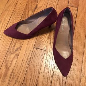 Burgundy suede pumps