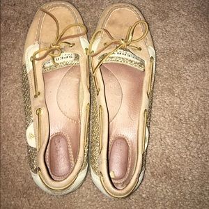 Sperry gold sparkle boat shoes