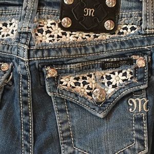 Girls Miss Me vintage pearl & flower boot cut